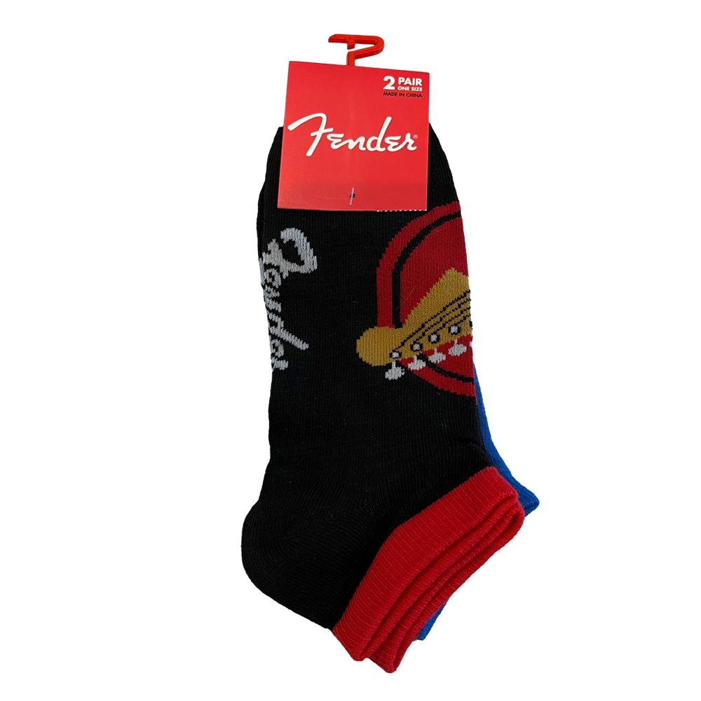 Fender Men's Black, Red, and Blue Casual Socks - 2 Pack